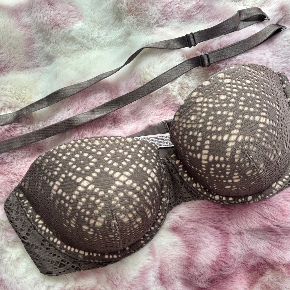 Victoria's Secret Multi-Way Convertible Strapless Bra 36C Taupe Lace NWOT - Picture 2 of 6
